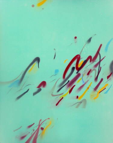 Water Archive – Minimalist Abstract Painting 绘画 标题为“Water Archive – Min…” 由Evgenia Makarova, 原创艺术品, 喷漆 安装在木质担架架上
