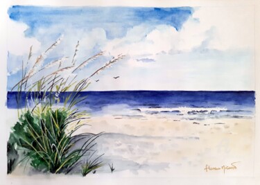 L'océan Peinture intitulée "L'océan" par Florence Mignot, Œuvre d'art originale, Aquarelle