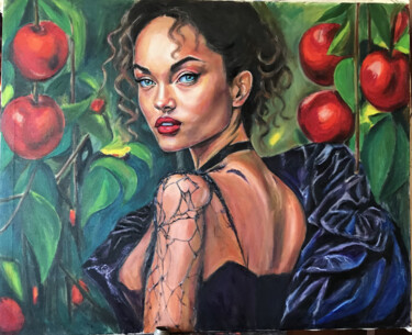 Pittura intitolato "Райские яблоки в са…" da Laura Taro, Opera d'arte originale, Olio Montato su Telaio per barella in legno