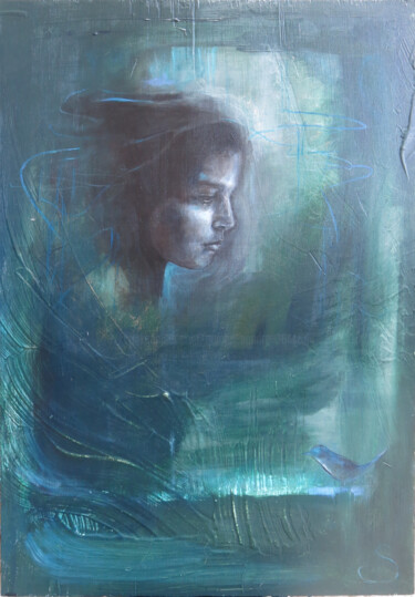 Peinture intitulée "Si j'étais un oiseau" par Quintin Sandra, Œuvre d'art originale, Acrylique