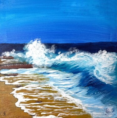 Peinture intitulée "Tableau mer" par Divine, Œuvre d'art originale, Acrylique Monté sur Châssis en bois