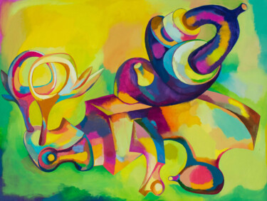 Painting titled "Forest spirits" by Ivan Stoyanov, Original Artwork, Oil