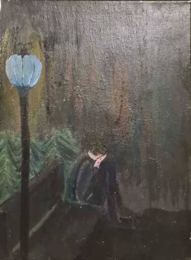 Schilderij getiteld "Erwartungen" door Acrylix E., Origineel Kunstwerk, Acryl Gemonteerd op Frame voor houten brancard