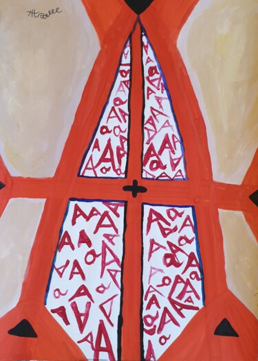 Tekening getiteld "Red letter A" door Arina Mari, Origineel Kunstwerk, Gouache