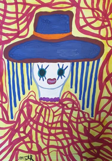 Tekening getiteld "Woman in a hat D" door Arina Mari, Origineel Kunstwerk, Gouache
