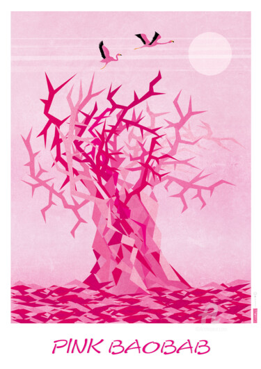Digitale Kunst getiteld "pink baobab" door Cheese, Origineel Kunstwerk, 2D Digital Work
