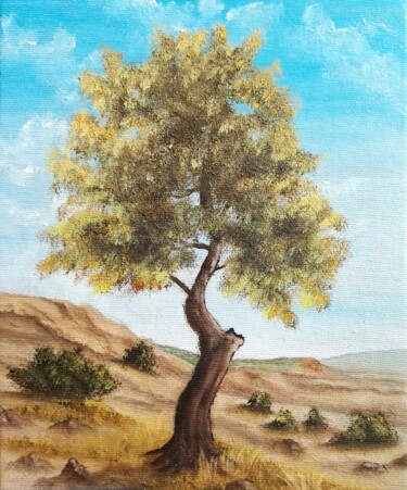 Peinture intitulée "Paysage, peinture,…" par Steivan Loundou, Œuvre d'art originale, Huile Monté sur Carton