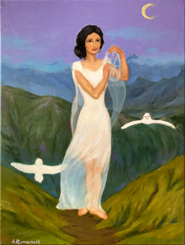 Peinture intitulée "The Wheel of Fortune" par Anya Romanoff, Œuvre d'art originale, Huile Monté sur Châssis en bois