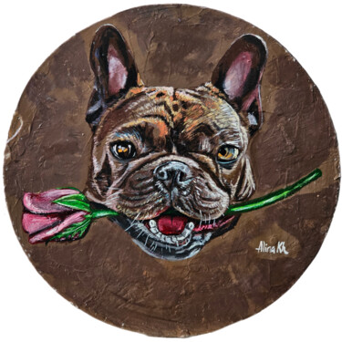 Peinture intitulée "Monsiuer Bulldog" par Alina Khoznan, Œuvre d'art originale, Acrylique Monté sur Panneau de bois