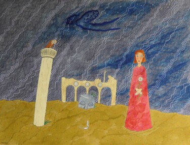 Ruine de rêve, rêve en ruine, rêve de ruine ? Painting titled "Ruine de rêve, rêve…" by Laurent Mangepapier, Original Artwork, Watercolor
