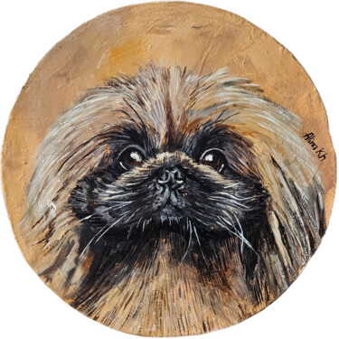 绘画 标题为“Pekingese” 由Alina Khoznan, 原创艺术品, 丙烯 安装在木板上