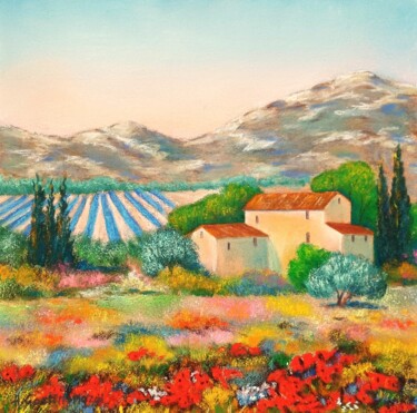Disegno intitolato "Jolies Alpilles" da Hélène Gastin-Mozol, Opera d'arte originale, Pastello Montato su Cartone
