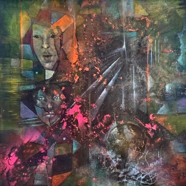 Peinture intitulée "Duo" par Catherine Lesueur (C.Lesueur), Œuvre d'art originale, Acrylique Monté sur Châssis en bois