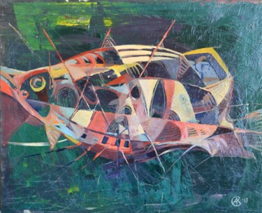 Painting titled "fish steamer" by Andrei Kreminskii, Original Artwork, Oil
