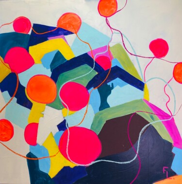 Malerei mit dem Titel "CHAINE HUMAINE" von Francoise Leblanc, Original-Kunstwerk, Acryl Auf Keilrahmen aus Holz montiert
