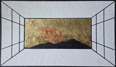 GOLD SUNSET Peinture intitulée "GOLD SUNSET" par Elena Gozunova, Œuvre d'art originale, Collages Monté sur Carton