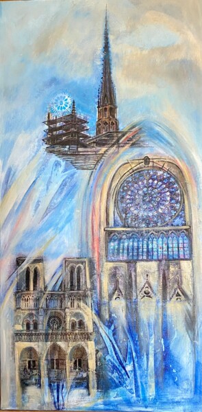 Malerei mit dem Titel "Notre Dame Vitraux…" von Josette Karsenti (josie), Original-Kunstwerk, Acryl Auf Keilrahmen aus Holz…