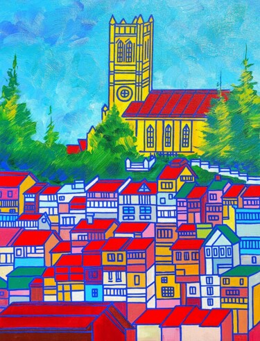 Schilderij getiteld "Shimla" door Aditya Singh Thakur, Origineel Kunstwerk, Acryl