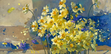 Pintura intitulada "Нарциссы" por Yampolskaia Natalia, Obras de arte originais, Óleo Montado em Armação em madeira