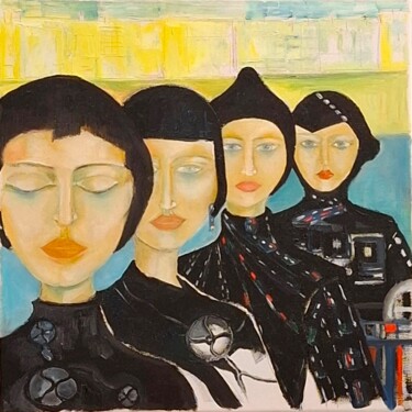 Peinture intitulée "Women returning fro…" par Bojana Dimitrijevic, Œuvre d'art originale, Huile