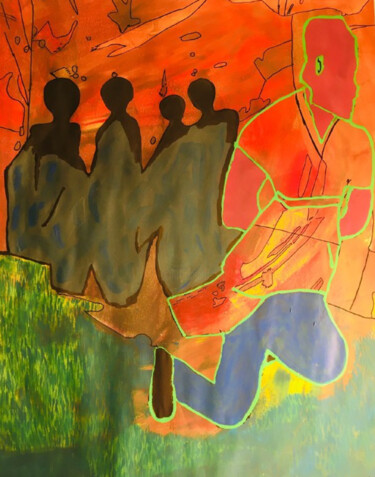 Peinture intitulée "Guerrier" par Aristide Ngotta, Œuvre d'art originale, Acrylique
