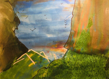 Peinture intitulée "Paysage tanzanie" par Aristide Ngotta, Œuvre d'art originale, Acrylique