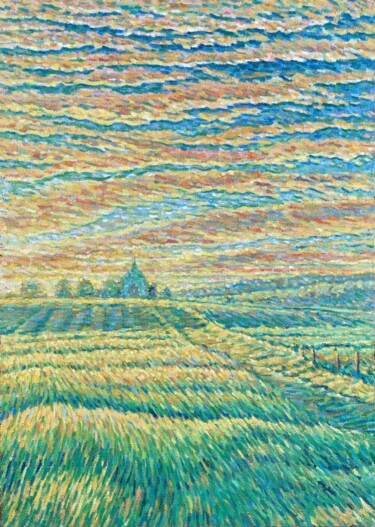 Fields of Eternal Light Картина под названием "Fields of Eternal L…" - Aligadzhi Magomedov, Подлинное произведение искусства, Масло Установлен на Де…