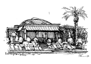 Digital Arts titled "Poolside at The Ven…" by Tatiana Alekseeva, Original Artwork, Ink