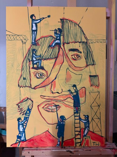 Painting titled "Baustelle" by Tony Weiss, Original Artwork, Acrylic