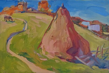 "Haystack" başlıklı Tablo Olena Mishyna tarafından, Orijinal sanat, Petrol Ahşap Sedye çerçevesi üzerine monte edilmiş