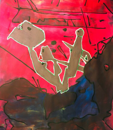 Painting titled "Famille triangle" by Aristide Ngotta, Original Artwork, Acrylic