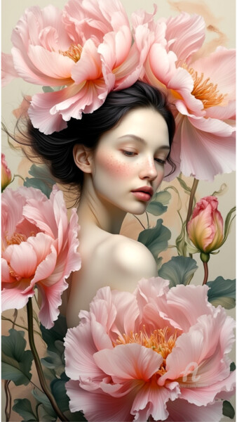 数字艺术 标题为“14-Decorative flora…” 由Teresa Casas, 原创艺术品, AI生成的图像