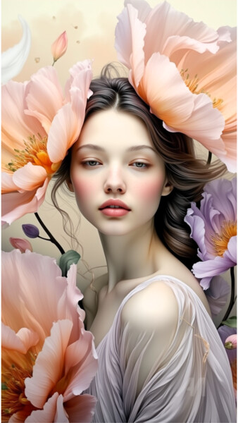 数字艺术 标题为“15-Decorative flora…” 由Teresa Casas, 原创艺术品, AI生成的图像