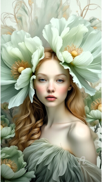 数字艺术 标题为“20-Decorative flora…” 由Teresa Casas, 原创艺术品, AI生成的图像