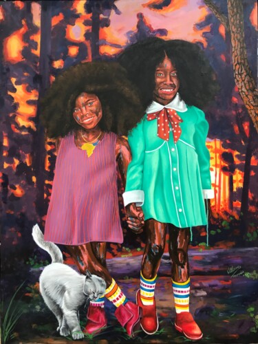 The 2 in a 000,000 ( of the series, Family to me). 绘画 标题为“The 2 in a 000,000…” 由Williams Emeka Merenini, 原创艺术品, 丙烯