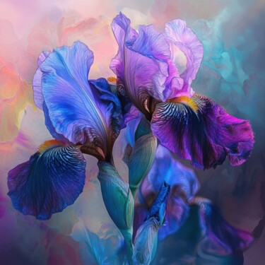 数字艺术 标题为“Blue Purple Iris Di…” 由Tatiana Belchenko, 原创艺术品, 数字油画