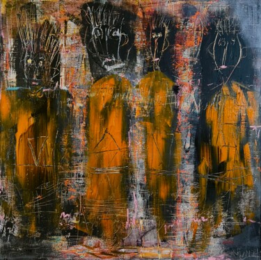 Peinture intitulée "Les quatre frères" par Virginie Munch, Œuvre d'art originale, Acrylique Monté sur Châssis en bois