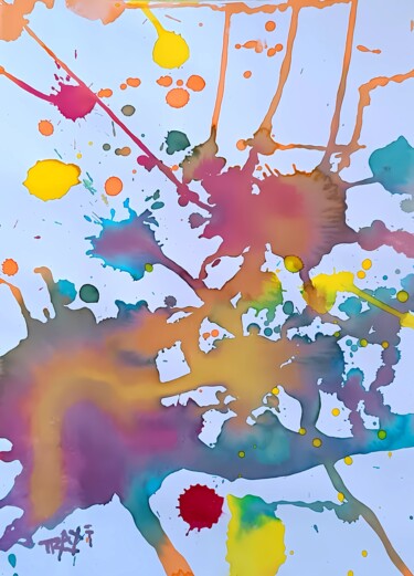 Original Abstract Watercolor Easter Color Splash Expression 绘画 标题为“Original Abstract W…” 由Diana Dimova - Traxi, 原创艺术品, 水彩