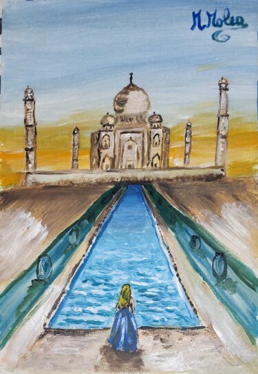 绘画 标题为“Il Mausoleo di Taj…” 由Marcella Molea, 原创艺术品, 油