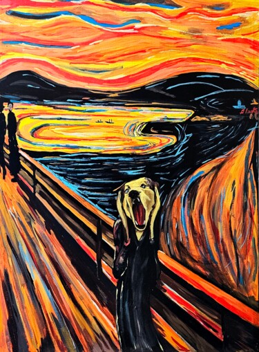 Peinture intitulée "The Dog's Cry" par Alina Khoznan, Œuvre d'art originale, Acrylique Monté sur Châssis en bois