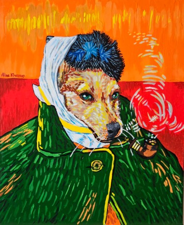 绘画 标题为“Van Gogh's Dog” 由Alina Khoznan, 原创艺术品, 丙烯 安装在木质担架架上