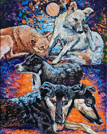 Vengo Dalla Luna Peinture intitulée "Vengo Dalla Luna" par Alina Khoznan, Œuvre d'art originale, Acrylique Monté sur Châssis en bois