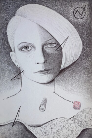 Drawing titled "Hayra" by Milto Sideris, Original Artwork, Ballpoint pen