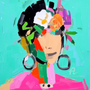 제목이 "28-Abstract portrait"인 디지털 아트 Teresa Casas로, 원작, AI 생성 이미지