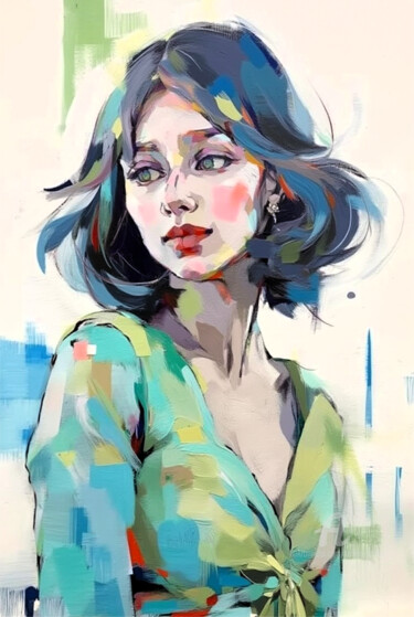 数字艺术 标题为“30-Abstract portrait” 由Teresa Casas, 原创艺术品, AI生成的图像