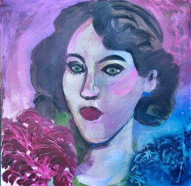 Peinture intitulée "Portrait féminin" par Valérie Blum (Valery), Œuvre d'art originale, Acrylique Monté sur Châssis en bois
