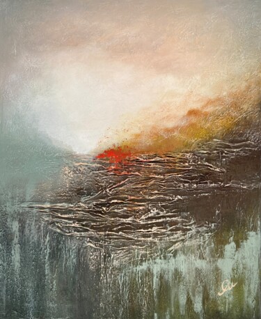 Painting titled "Summer Evening, acr…" by Olivia Maro, Original Artwork, Acrylic Mounted on Wood Stretcher frame