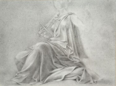 Painting titled "Фигура/Figure" by Natallia Zhurauliova, Original Artwork, Graphite Mounted on Wood Panel