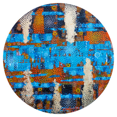 Pintura intitulada "RoundAbstraction-2" por Olha Kuznietsova, Obras de arte originais, Acrílico Montado em Armação em madeira
