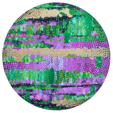 Pintura intitulada "RoundAbstraction-3" por Olha Kuznietsova, Obras de arte originais, Acrílico Montado em Armação em madeira